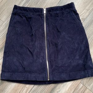 Gap Navy Zip Corduroy Skirt